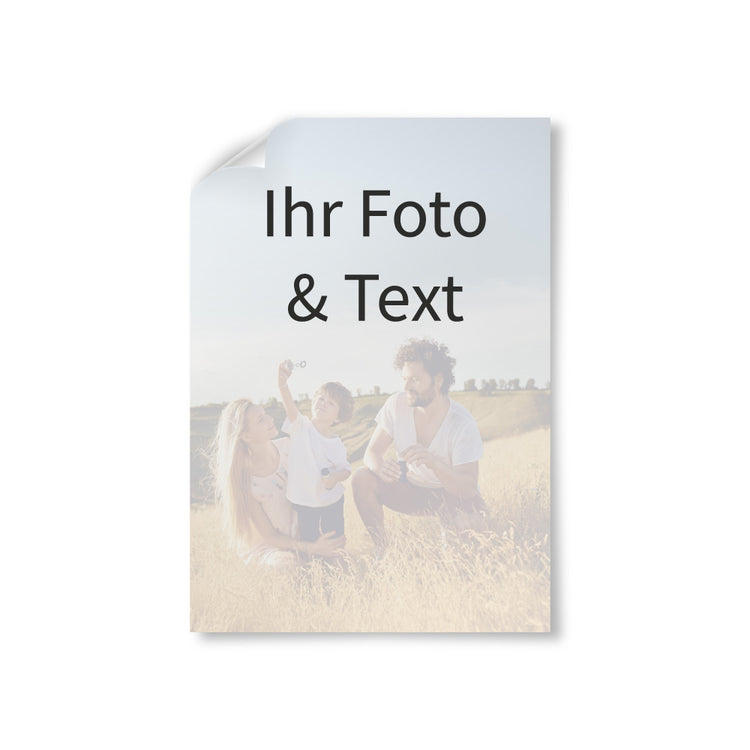 Personalisierbares Poster mit eigenem Foto und Wunschtext – individuelles Fotoposter gestalten für besondere Anlässe wie Geburtstag, Hochzeit oder Familie.