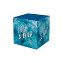 Beispielbedruckter Sitzwürfel Cube Classic mit blauem Motiv