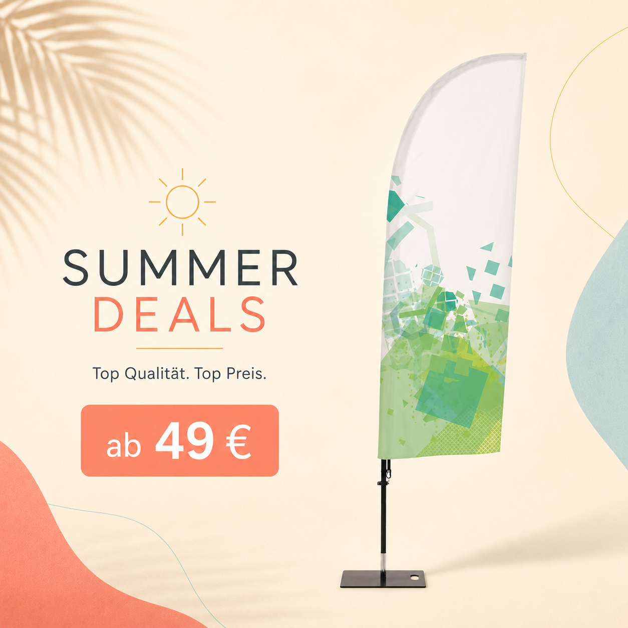 Sommer-Angebot für die Beachflag Wind mit Druck 