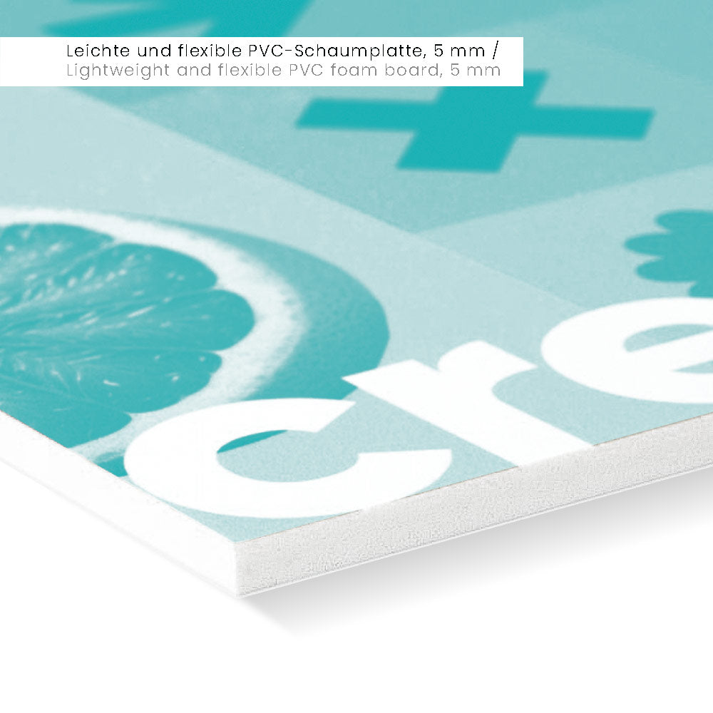 Forex PVC Hartschaumplatte, stark aber flexibel und leicht.