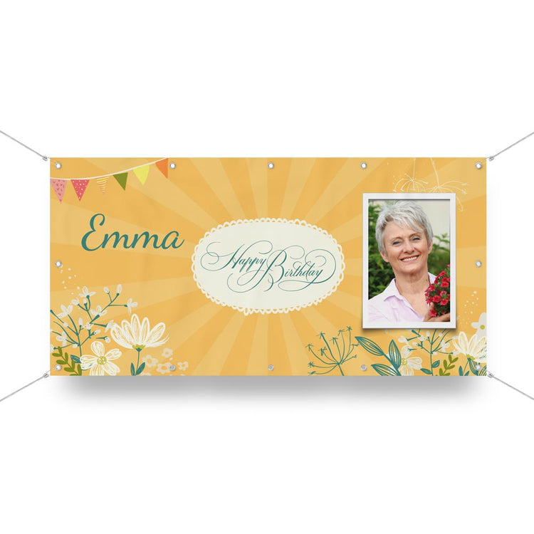 Geburtstagsbanner "Floral" beispiel Emma