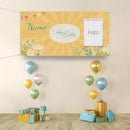 Geburtstagsbanner "Floral" mit Ballons und Geschenken