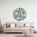 Elegantes Wandtattoo mit grünen Monstera Blättern, ein frisches, tropisches Design für dein Zuhause.