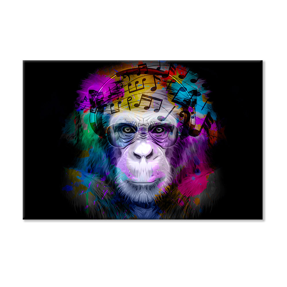 Leinwandbild "Affe mit Kopfhörern"