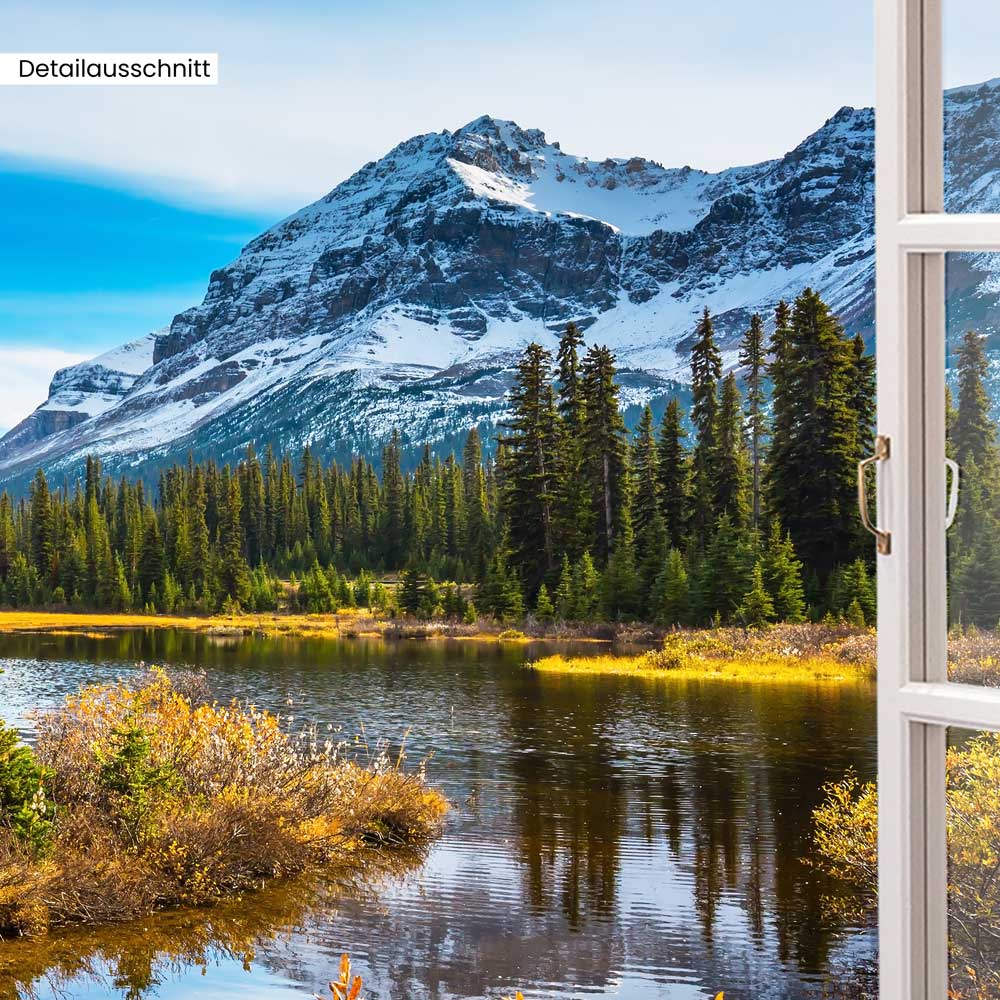 Leinwandbild Fensterblick "Berge"