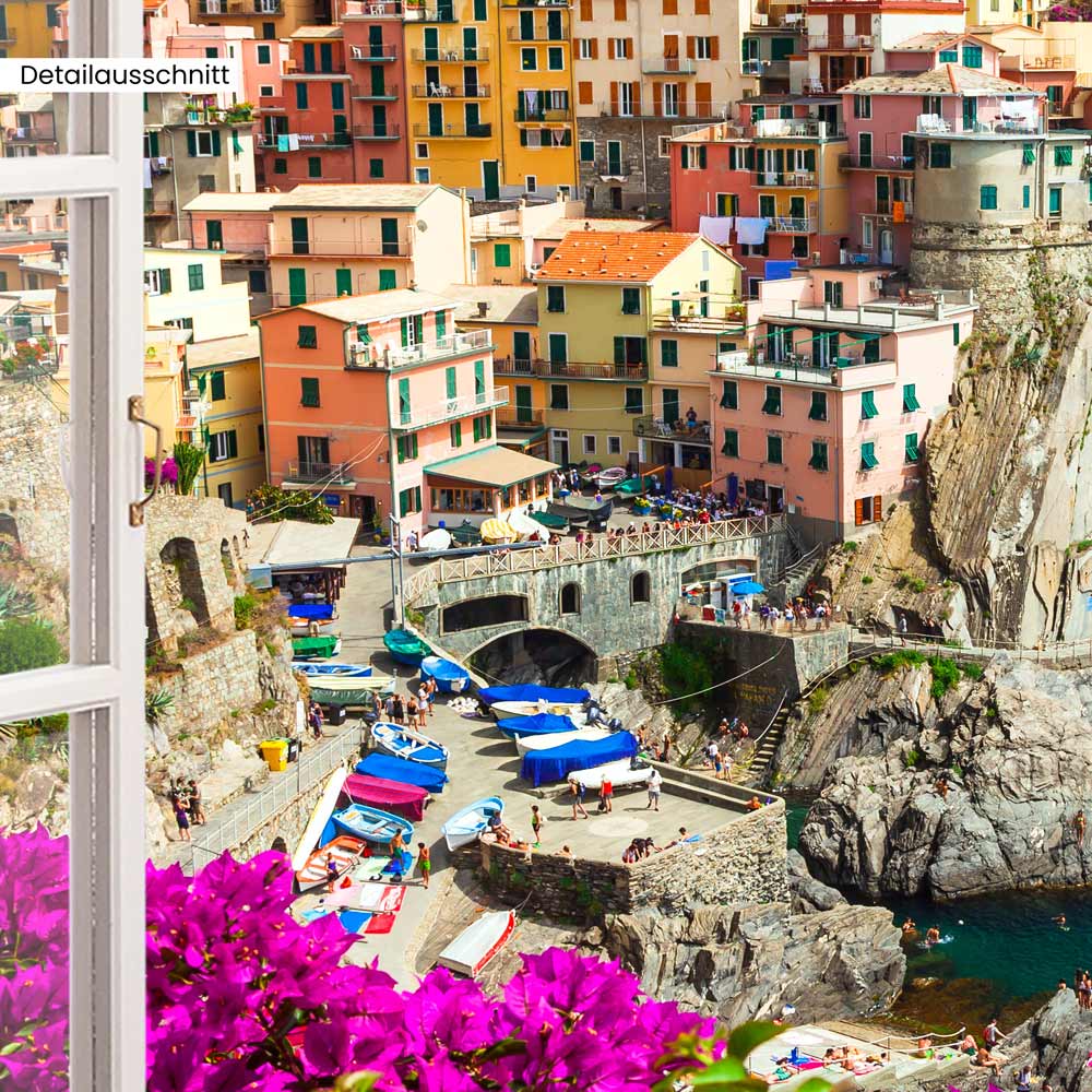 Leinwandbild Fensterblick "Cinque Terre"