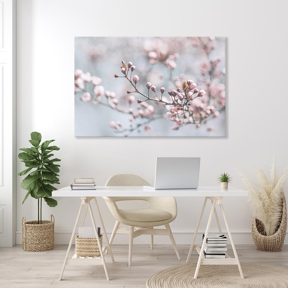Leinwandbild "Kirschblüte" am Arbeitsplatz