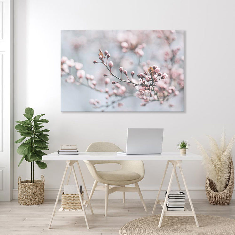 Leinwandbild "Kirschblüte" am Arbeitsplatz