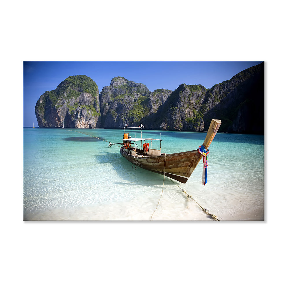 Leinwandbild "Strand mit Boot"