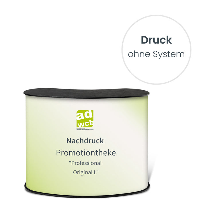 Darstellung Nachdruck für Promotiontheke Professional L ohne System. 