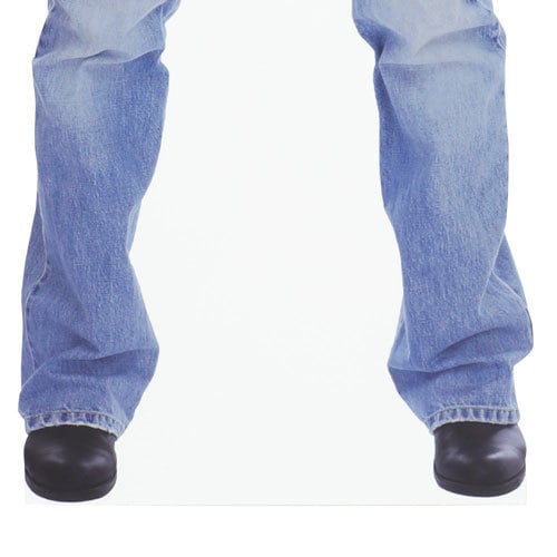 Detailbild des Pappaufstellers, der Standfuß muss eine gerade geschlossene Linie haben damit die Stabilität gewährleistet werden kann.