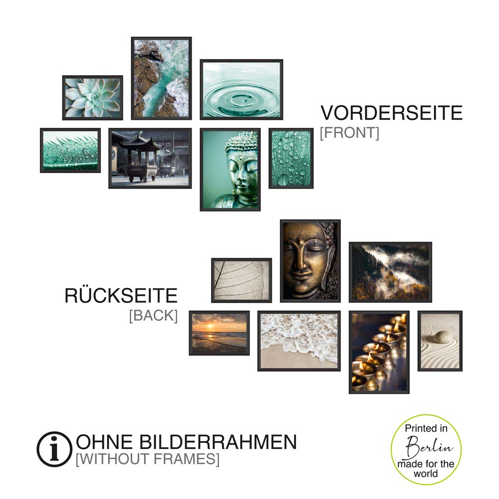 Beide Seiten als Gesamtansicht vom Poster-Set "Meditation Yoga".