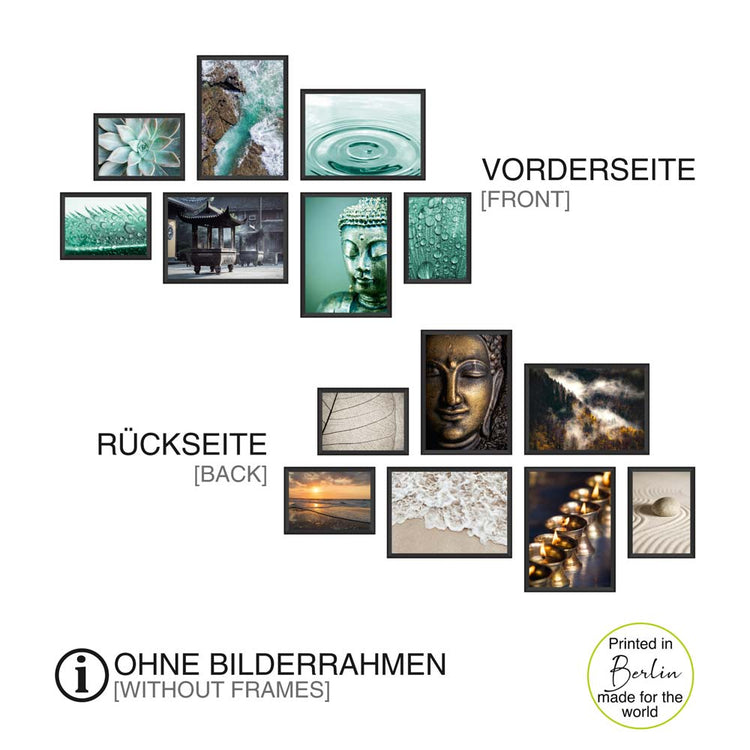 Beide Seiten als Gesamtansicht vom Poster-Set "Meditation Yoga".