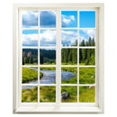 Selbstklebendes Wandtattoo mit Fenster-Blick auf eine "Fluss-Landschaft"