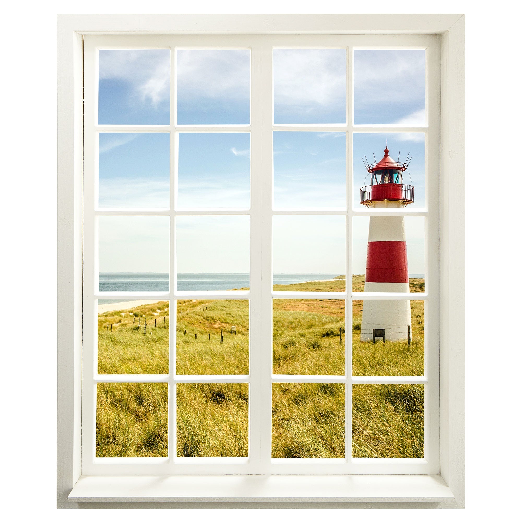 Wandtattoo Fensterblick geschlossen "Leuchtturm" Hauptansicht ohne Raum.