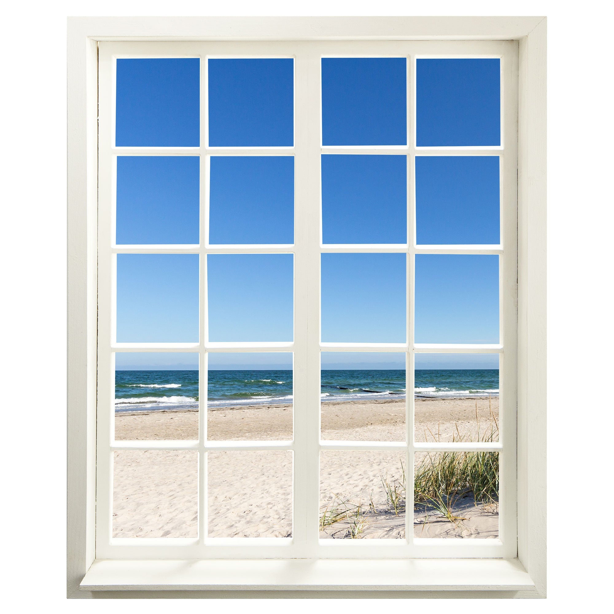 Hauptbild "Ostee Strand" als Wandtattoo Fensterausblick - geschlossenmit Sprossenfenster. Hauptansicht 