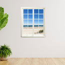 Innendekoration Wandaufkleber geschlossen, für jedes Zimmer mit Urlaubsmotiv Ostseestrand und Meer. An einer weissen Wand neben großen Zimmerpflanzen.