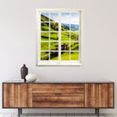 Wandtattoo - Fensterblick "Schwarzwald" über modernem Sideboard.