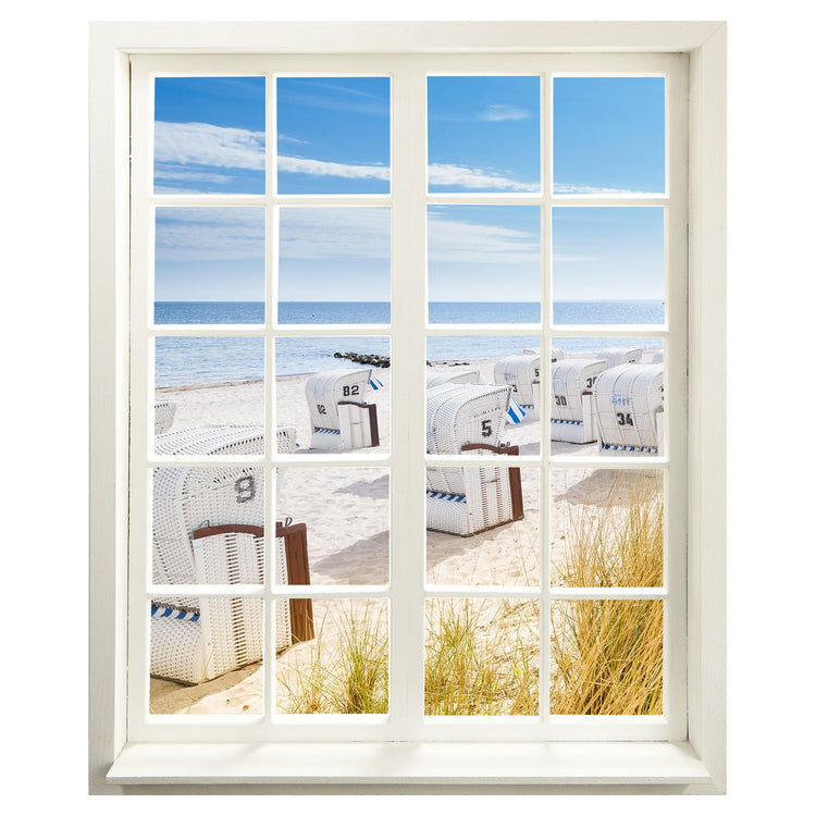 Wandtattoo - Fensterblick geschlossen, "Strandkörbe-Ostsee" Hauptansicht.