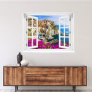 Wandaufkleber - Fensterblick "Cinque Terre" Stimmungsbild über Kommode.