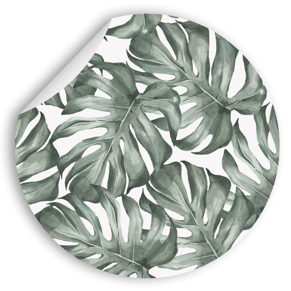 Wandtattoo mit grünen Monstera Blättern, ein stilvolles Muster für jede Wand.
