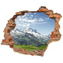 Wandtattoo Aufkleber Ziegelsteinwand "Almwiese und Berge". Hauptbild 
