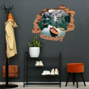 Wandtattoo - Ziegelwand "Bergsee" in der Garderobe an einer dunkelgrauen Wand verklebt. Um kleine Räume größer erscheinen zu lassen.
