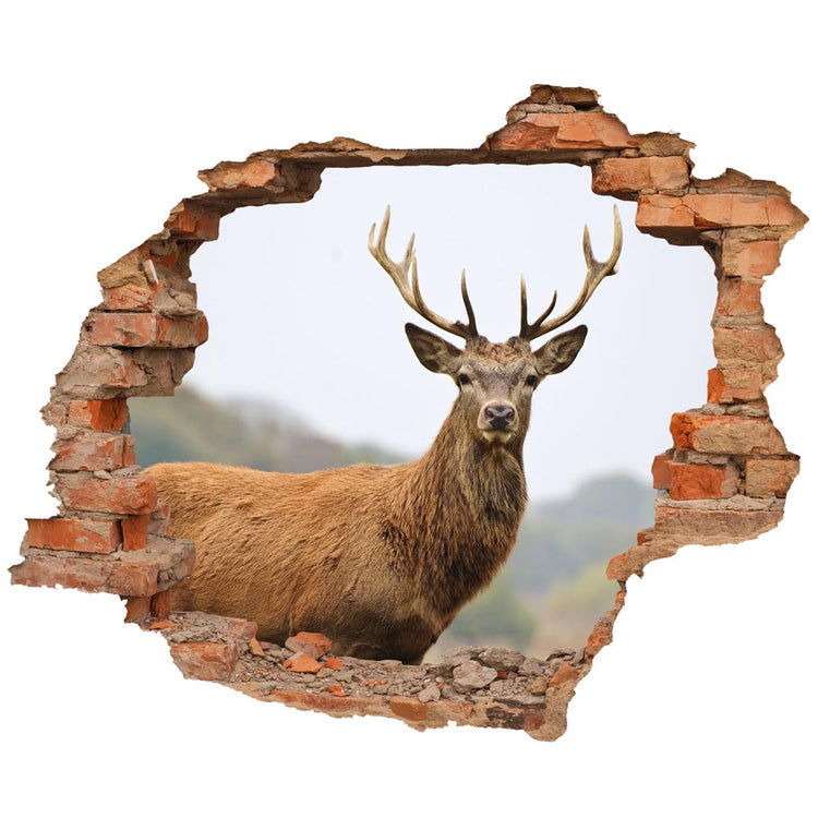 Wandtattoo Mauerdurchbruch Aufkleber Motiv: "Hirsch". Hauptbild