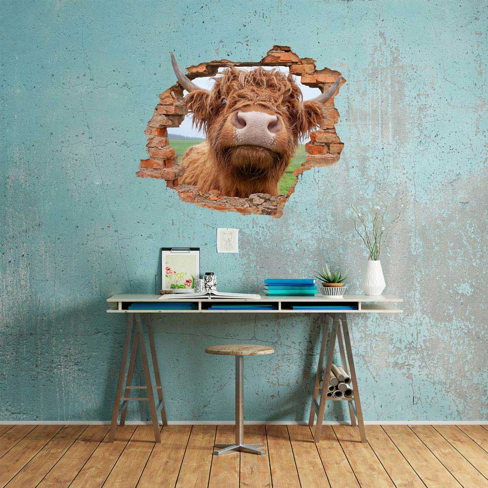Wall tattoo - Wall breakthrough "Highland cattle"