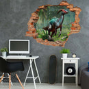 Wandtattoo Ziegelmauer Durchbruch "Parasaurolophus" Jugendzimmer mit grauer Wand.