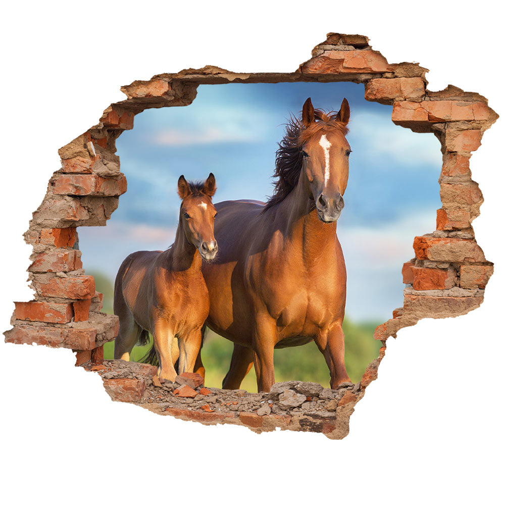 Wall tattoo - Wall breakthrough "Horse with foal"