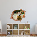 Wandtattoo - Wanddurchbruch "Quokka" über einem Spielzeugregal an der Wand verklebt.