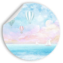 Wandtattoo rund "Heißluftballons mit Boote" Hauptansicht an der Ecke aufgerollt.
