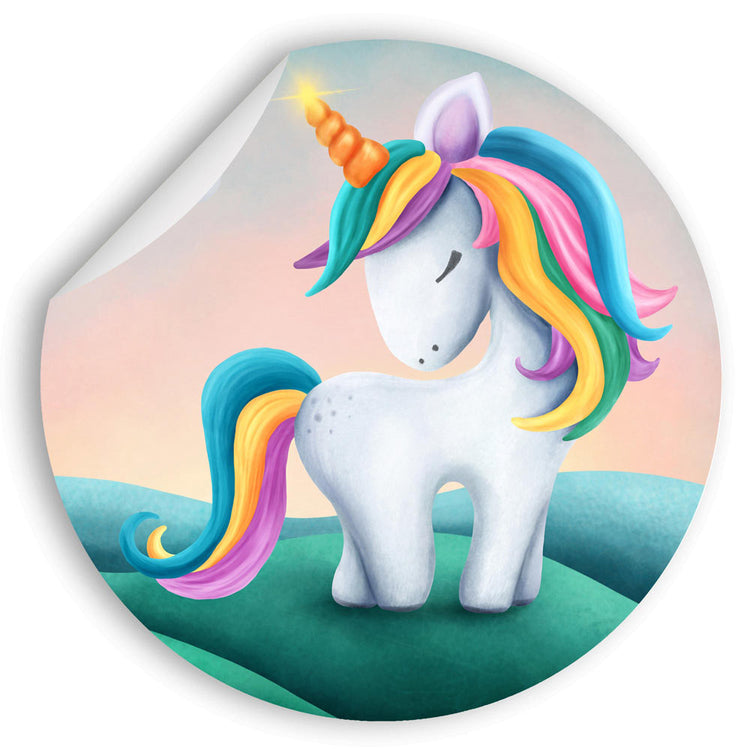 Rundes Wandtattoo "Einhorn" Hauptbild aufgerollt