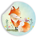 Runder Wandaufkleber "Fuchs und Hase" Hauptansicht aufgerollt.