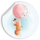 Wandsticker rund "Fuchs mit Ballon" Hauptbild, aufgerollt.
