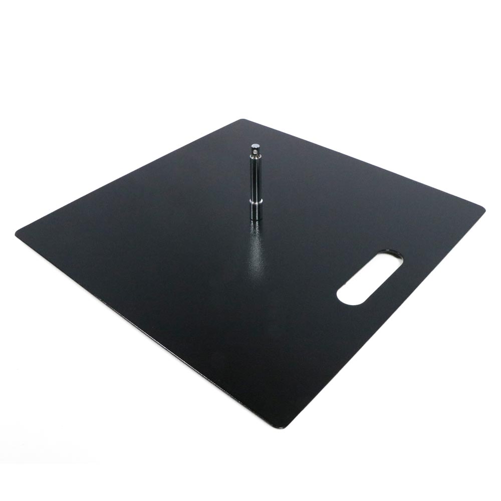 Kolplettansicht schwarze Bodenplatte mit Handgriff vom Beachflag.